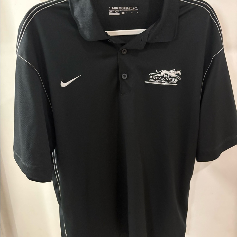 Nike Golf Black Polo Men‘s Shirr Large Dri-Fit 138 Preakness Pimlico Baltimore